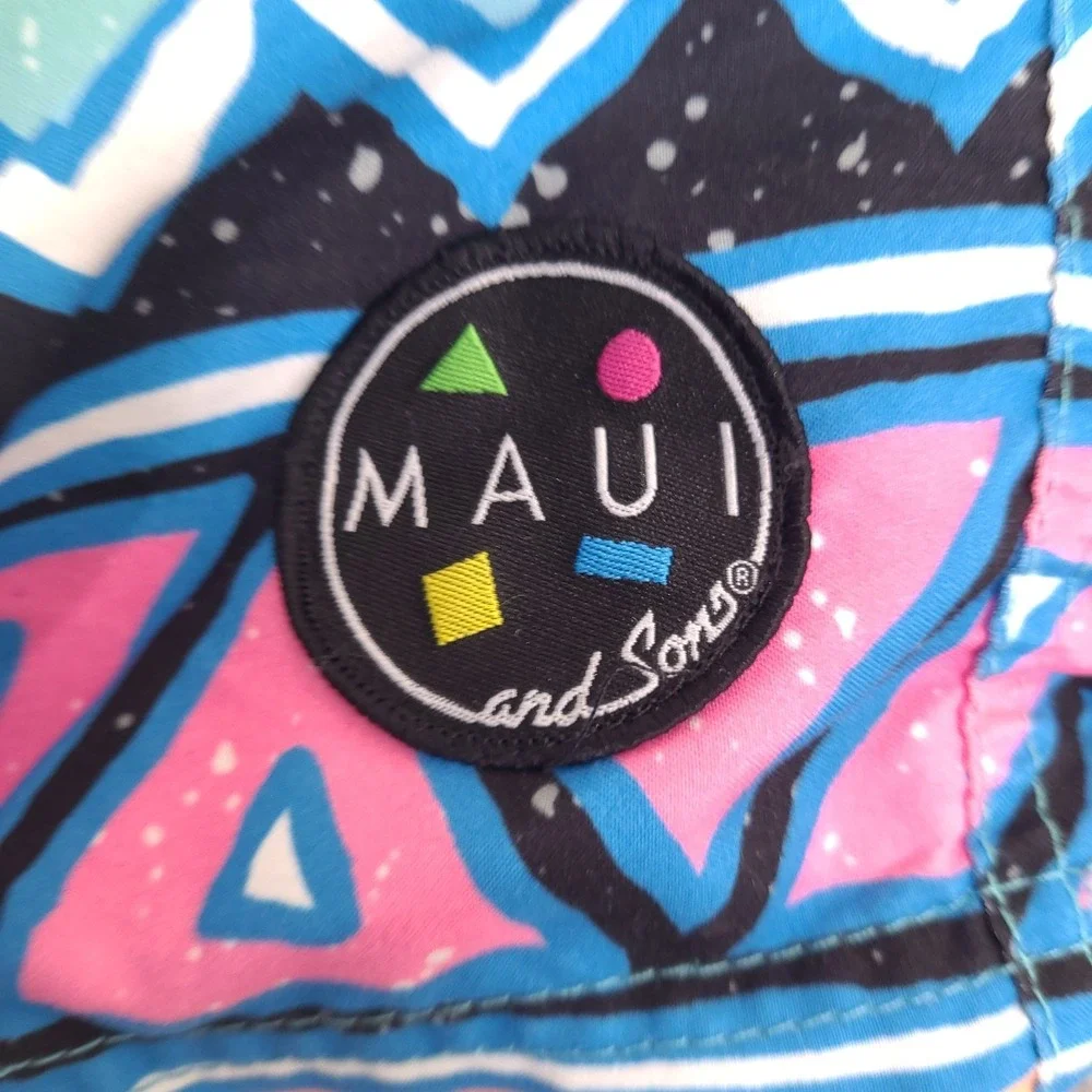 Maui And Sons Swim Trunks Men Medium Colorful Tribal Lined Bathing Suit 29 Waist